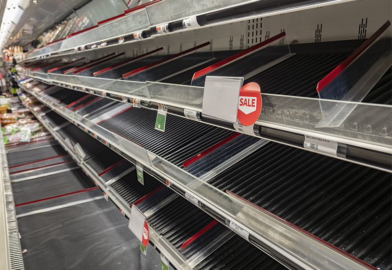Empty shelves, food shortage